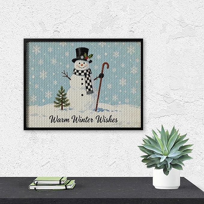AIVKIEJK Diamond Painting Kits for Adults - Christmas Festive Winter Snowman Warm Winter Wishes Painting DIY 5D Full Drill Diamond Dots Paintings with Diamonds Gem Art and Crafts Home Decor 12"x16"