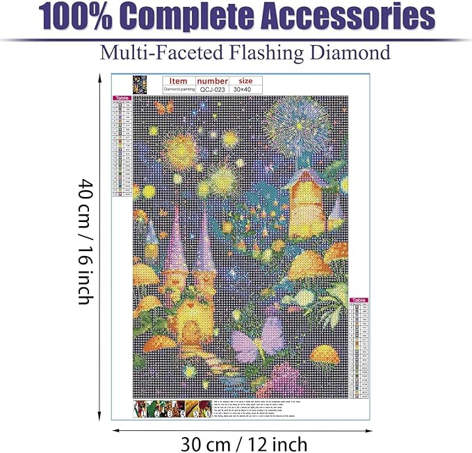 Mushroom House Night Diamond Art Kits for Adults,5D Diamond Painting Kits for Adults,Diamond Painting Diamond Art with Full Drill Diamond Dots,DIY Gem Crafts Kits for Home Wall Decor Gift 12x16 inch