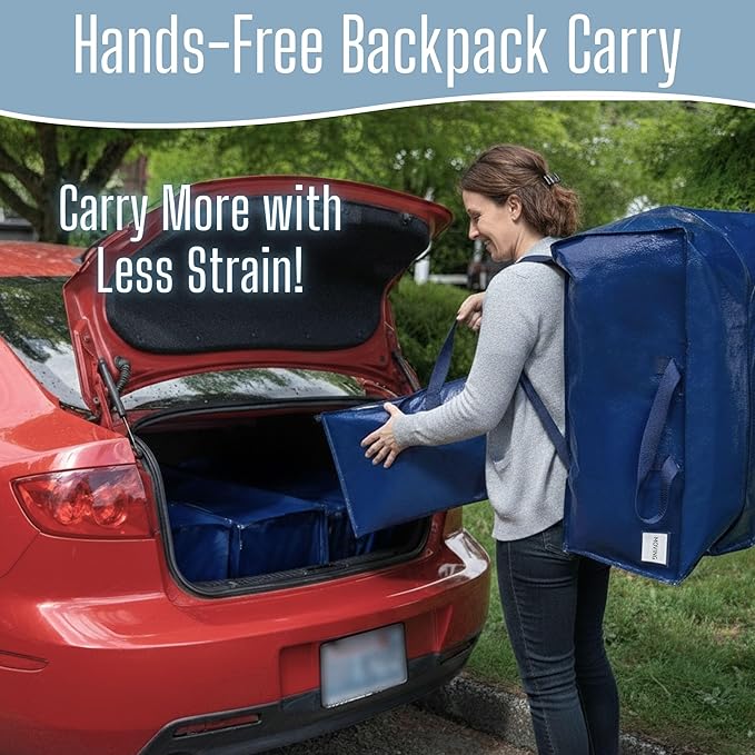 VENO 2 Pack Heavy Duty Moving Bags with Backpack Straps, Zippers & Handles, Extra Large Packing Bags for College Dorm Essentials, Moving Supplies Alternative to Cardboard Moving Boxes