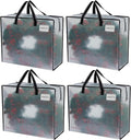 VENO 4 Pack Heavy Duty Moving Bags, Storage Bags, Packing Supplies, Top Zipper, Storage Totes for Camping, Clothes, Bedding, Comforters, Pillows (22 Gallon Clear, 4 Pack)
