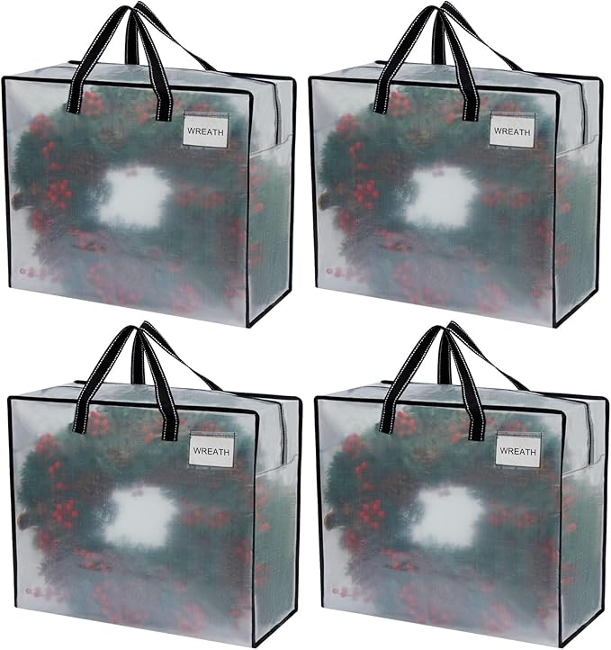 VENO 4 Pack Heavy Duty Moving Bags, Storage Bags, Packing Supplies, Top Zipper, Storage Totes for Camping, Clothes, Bedding, Comforters, Pillows (22 Gallon Clear, 4 Pack)