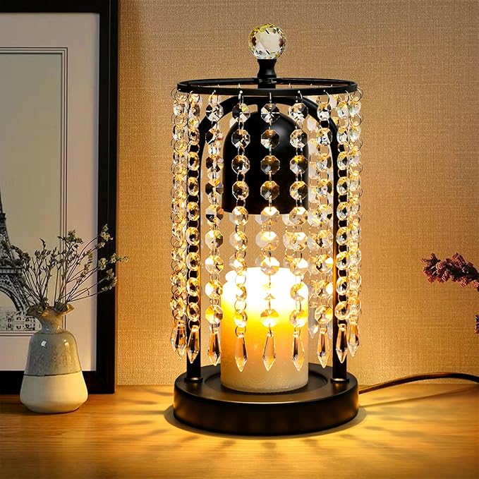 Candle Warmer Lamp with Timer and Dimmer - Electric Candle Warmer ,Crystal Candle Lamp for Bedroom Decor, Flameless Scented Candle Light Warmer,House Warming Gifts New Home, Christmas Gifts for Women