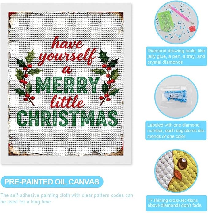 AIVKIEJK Diamond Painting Kits for Adults - Merry Christmas Santa Painting DIY 5D Full Drill Diamond Dots Paintings with Diamonds Gem Art and Crafts Home Decor 16"x20"