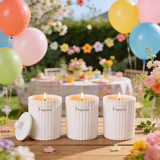 Viyffo Elegant Valentines Day Scented Candle Gift for Women - Sandalwood & Rose, Non Toxic Soy Candle in Matte White Ceramic Jar with Gift Box Perfect for Girlfriend, Wife