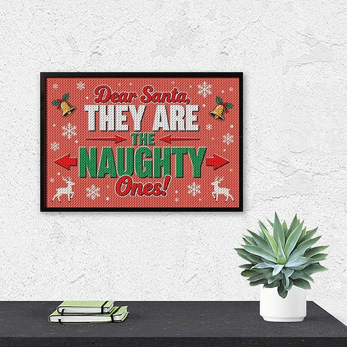 AIVKIEJK Diamond Painting Kits for Adults - Christmas Dear Santa, They are The Naughty Ones Painting DIY 5D Full Drill Diamond Dots Paintings with Diamonds Gem Art and Crafts Home Decor 8"x12"