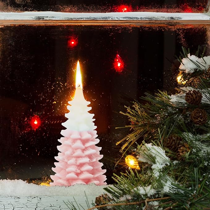 Soaoo 7 Pcs Christmas Tree Candles Molds Silicone 3D Pine Tree Mold for Candle Making Resin Epoxy Handmade DIY Casting Mold for Soap Craft Christmas Making Kit Gift Home Party Decoration