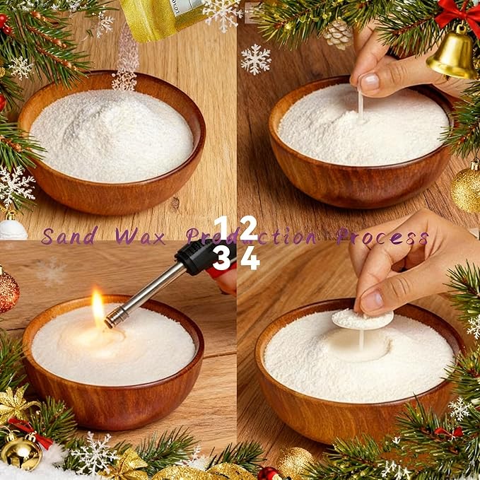 LONGDI Pearl Candle Sand with Wick, 18 oz Scented Sand Candle with 25 Wax Wicks for DIY, Christmas, Friends Party, Decoration, Holiday Gifts. (White, Lavender Scent)