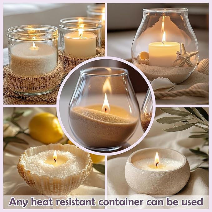 SCENTORINI Pearled Candle, White Candle Sand with 15 Wicks, 1.6 lb Unscented Sand Wax DIY, Refillable for Candle Making Kit, Weddings,Party,Valentine's Day Gifts
