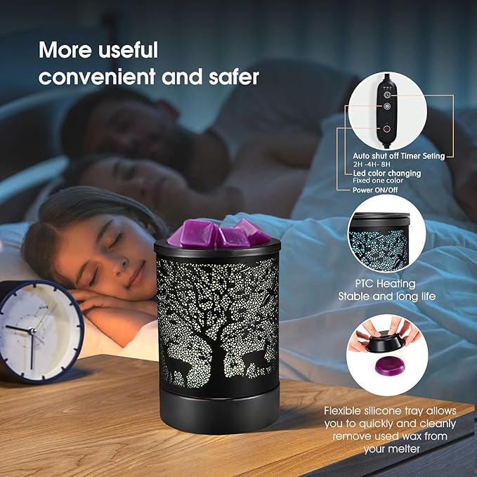 Enaroma Fragrance Wax Melts Warmer with 7 Colors LED Changing Light Scent Oil Candle Warmer for Home Office-Deer Timer