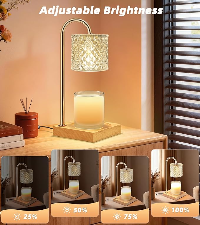 TigQiang 2 Pack Candle Warmer Lamp with Timer & Dimmer, Perfect Housewarming & Birthday Gifts for Women and Mom, Stylish Home Decor for Scented Wax & Jar Candles, Elegant Clear Glass Design