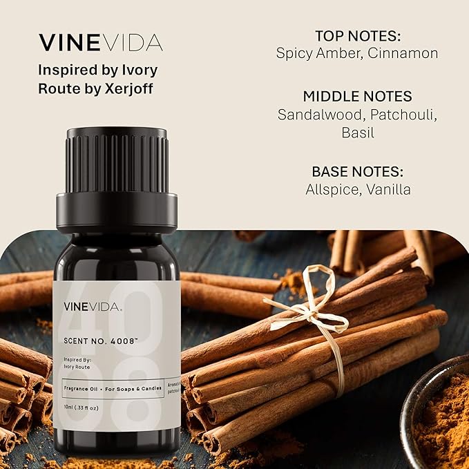 VINEVIDA [10mL] Ivory Route Fragrance Oil for Candle Making - Natural Candle Oil Scents - Soap Making Essential Oil - Made in USA