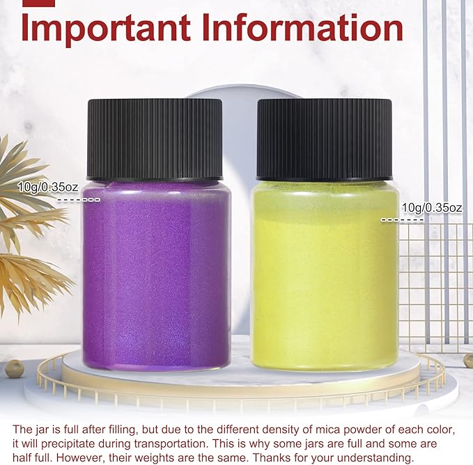 CHANGTIKEJI Mica Powder，48 Colors - 10g/Bottle of Natural Pigment Powder for Epoxy Resin，Soap Making，Candle Making,Lip Gloss,Car Freshies,Dye,Nail Polish,Bath Bombs