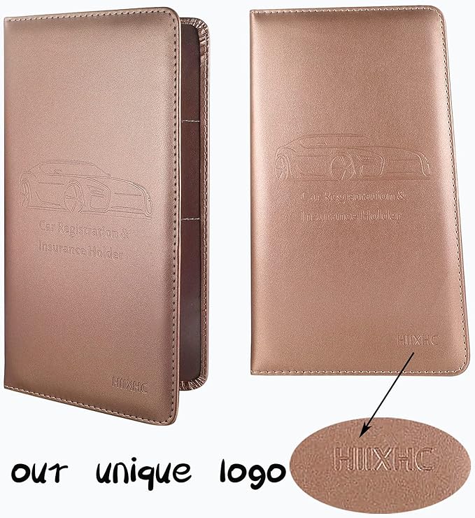 Car Registration and Insurance Card Holder - Leather Vehicle Glove Box Automobile Documents Paperwork Wallet Case Organizer for ID, Driver's License, Key Contact Information Cards - Men&Women