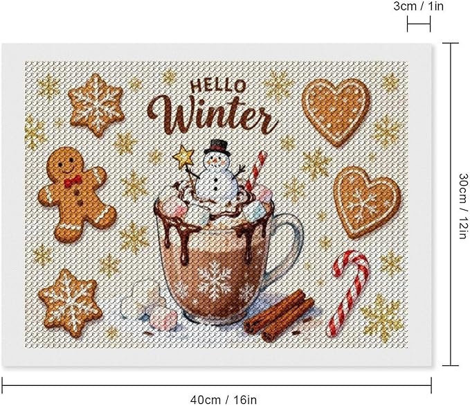 Diamond Painting Kits for Adults - Hello Winter Ice Cream & Gingerbread Snowflakes & Candles Painting DIY 5D Full Drill Diamond Dots Paintings with Diamonds Gem Art And Crafts Home Decor 12"x16"