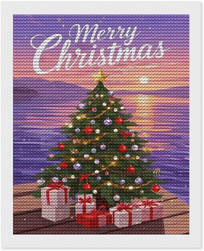 AIVKIEJK Diamond Painting Kits for Adults - Merry Christmas Coastal Winter Beach Painting DIY 5D Full Drill Diamond Dots Paintings with Diamonds Gem Art and Crafts Home Decor 16"x20"