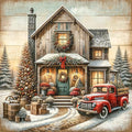 VIGEGU Christmas 5D Diamond Painting Kits for Adults,Christmas Red Truck Diamond Art kit for Beginners,DIY Full Round Drill Diamond Dots with Gem Art Crafts for Home Wall Decor 13.7x13.7 Inch