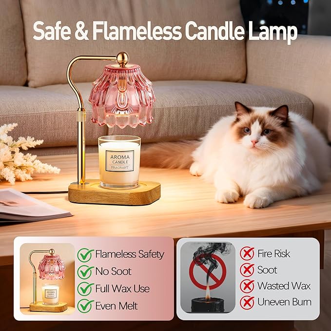 Candle Warmer Lamp with Timer - Flower Design Electric Wax Melting Wax Lamp for Jar Candles, Gift for Women, Mom, Christmas, Birthday,Home Decor