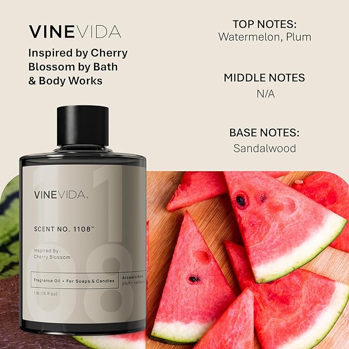 VINEVIDA [16oz] Cherry Blossom Fragrance Oil for Candle & Soap Making - Natural USA Made Candle Scents