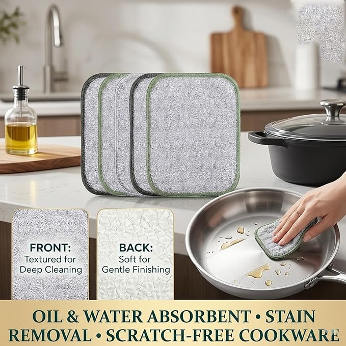 30PCS Double Side Non Scratch Wire Dishcloths,Reusable Multipurpose Wire Dishwashing Rags for Wet and Dry,Reusable Metal Scrubbing Pads Sponge Cloths for Kitchen, Sinks, Pots, Pans (Style A,30pcs)
