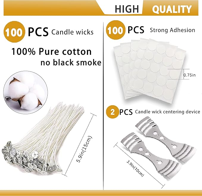 HOWFIELD Candle Making Kit for Adults & Beginners - 52oz All-in-One Set with 2 Reusable Molds, 100 Cotton Wicks, Tools for Soy, Paraffin & Beeswax Candles