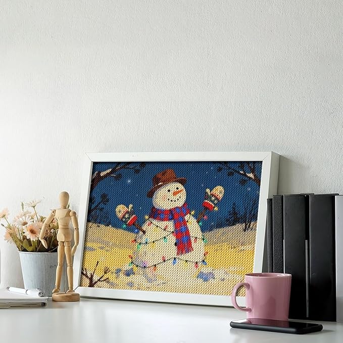 AIVKIEJK Diamond Painting Kits for Adults - Christmas Winter Snowman & Twinkling Painting DIY 5D Full Drill Diamond Dots Paintings with Diamonds Gem Art and Crafts Home Decor 8"x12"