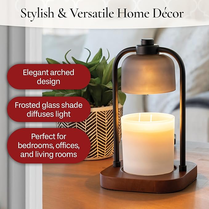 Candle Warmers ETC. Illumination Fragrance Warmer- Light-Up Warmer for Warming Scented Candle Wax Melts and Tarts or to Freshen Room, Wicker Rattan Lantern