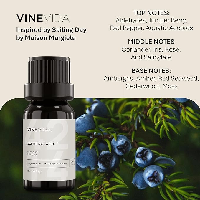 VINEVIDA [10 Ml] Scent NO. 4214 Inspired by Sailing Day | Premium Fragrance Oil for Candle Making & Soap Making | Candle Scents for Soy Wax | Scented Oils for Car Freshies & Bath Products