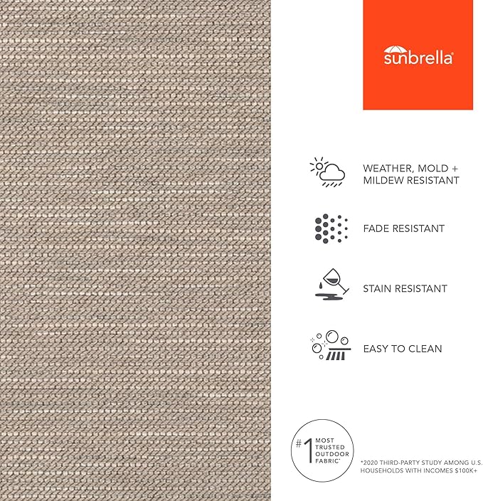 Sunbrella Outdoor Fabric by The Yard | Charmer Pebble (Textured) | Official Sunbrella Seller | Indoor or Outdoor Upholstery Fabric for Chairs, Cushions, Drapery, Pillows, Furniture