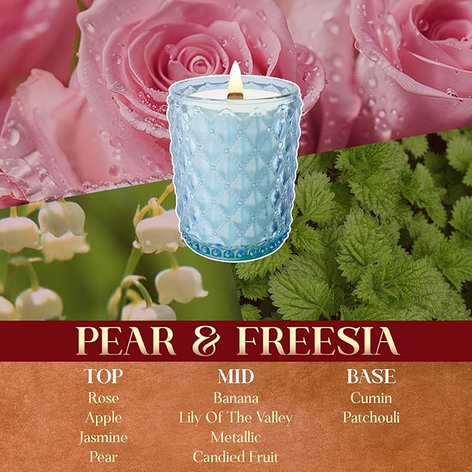 M&SENSE Pear & Freesia Scented Candle | 17.64OZ, 100-Hour Burn | Natural Non-Toxic Soy Wax | Long-Lasting for Mood Healing and Gifting | for Bathroom, Kitchen, Office