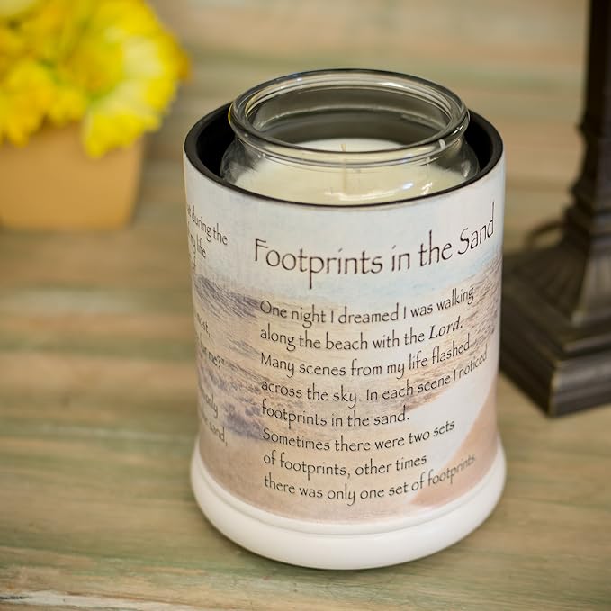Elanze Designs Footprints in The Sand Ceramic Stoneware Electric Large Jar Candle Warmer