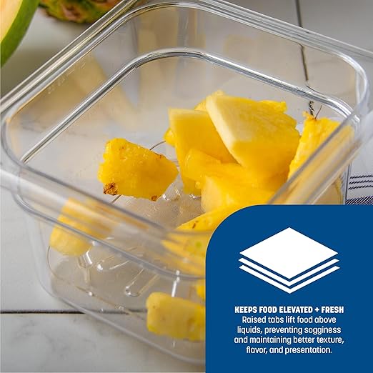 Carlisle FoodService Products Storplus Food Pan Drain Shelf Drain Tray for Kitchens, Restaurants, and Hotels, Polycarbonate, 1/6 Size, Clear