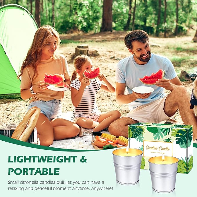 Citronella Candles Outdoor Indoor, 12 Pack Citronella Candles for Patio, Summer Outdoor Candle Bulk for Home Garden Yard Camping Outside Decorative, 2.2oz Small Candle Set
