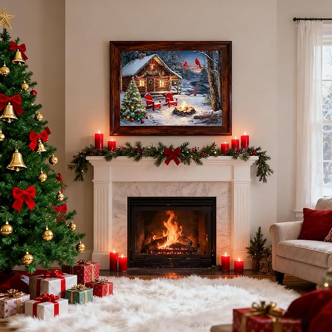 VIGEGU Christmas Diamond Art Kits for Adults,Winter Christmas Diamond Painting Kits for Beginners 5D Diamond Art,DIY Full Drill Round Gem Art Paintings for Home Wall Decor 16x12 in