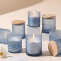 DEVI Assorted Blue Glass Candle Jars for Making Candles (8 Pack),8 oz & 14 oz Candle Jars with Bamboo Lids & Labels, Bulk Empty Storage Containers, Candle Tins Making Supplies, Blue Table Decor