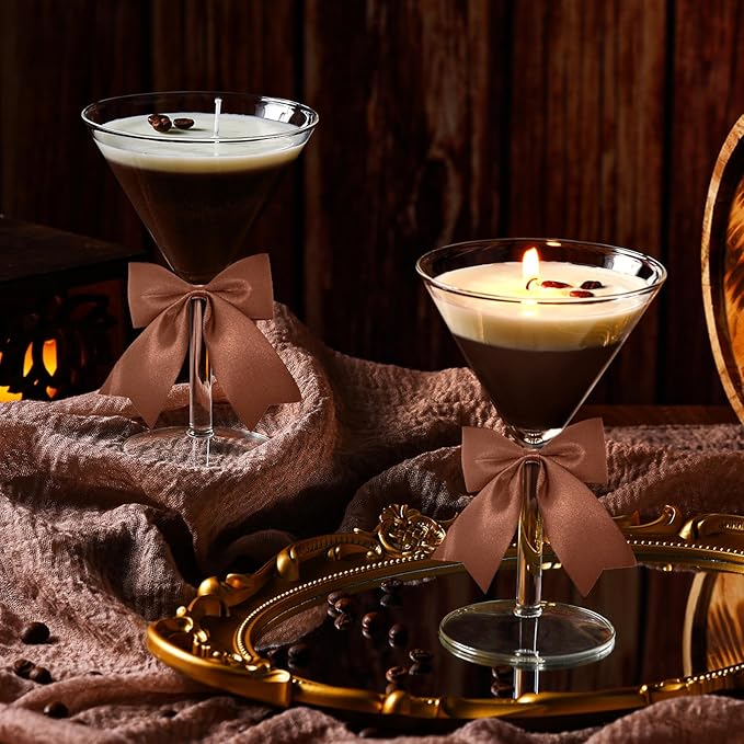 4 Set DIY Espresso Martini Candle Making Gifts Supplies Kit Candle Making Kit for Adults Women Martini Glasses Birthday Party Gifts Coffee Lovers Scented Aesthetic Home Decoration No Candles (Regular)
