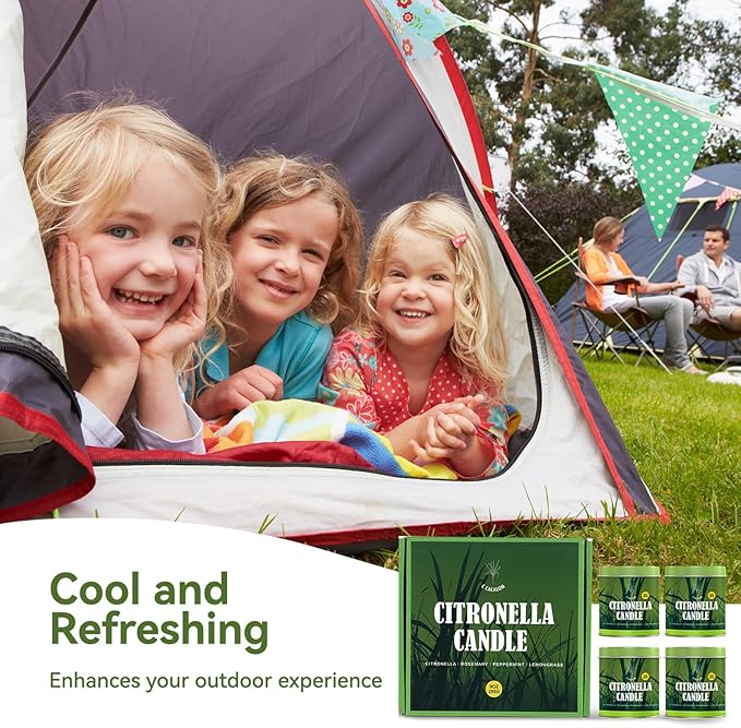 Citronella Candles Outdoor Set, 2 Pack Jar Candle for Patio Camping Backyard Picnic, Scented Candles Sets Gifts for Men Women, 9 Oz Bug Non Toxic Mosquito Candles Repellent Back to School Gifts