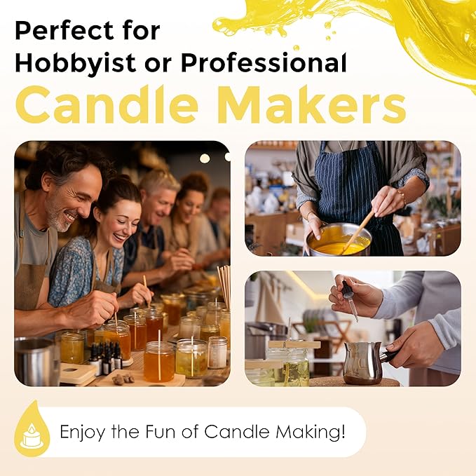 Yellow Liquid Candle Dye (.5 oz) - Made in the USA - Safe and Easy to Use - Pure and Simple Ingredients - Candle Making Supplies for Soy, Paraffin, Palm or Gel Wax - 10 Vibrant Colors to Choose from