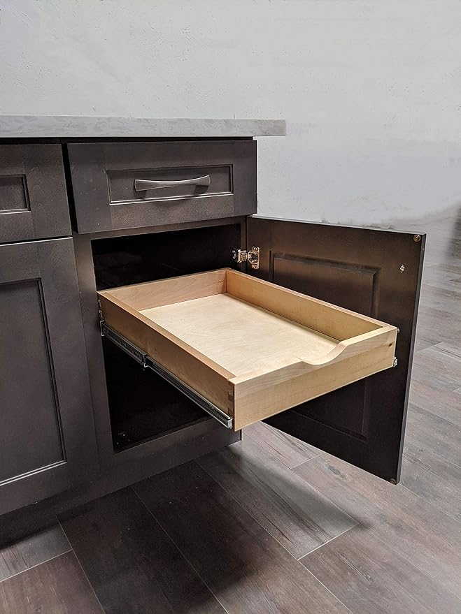 Elysian Pull-Out Tray Organizer, 17" W × 21" D Sliding Storage Drawer with Full-Extension 35mm Ball-Bearing Slides, Roll-Out Shelf for Kitchen Cabinet Organization