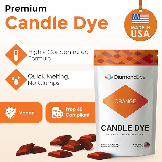 Orange Candle Dye - Made in The USA - Premium Colorants - Highly Concentrated - Popular Colors for Paraffin or Soy Wax - Great for Professionals or Hobbyist - 10 Dye Chips