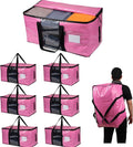 6-Pack Extra Large Heavy Duty Moving Bags with Zippers & Reinforced Handles - Pink Clothes Storage Bags, Oversized Packing Totes for Moving & Organizing
