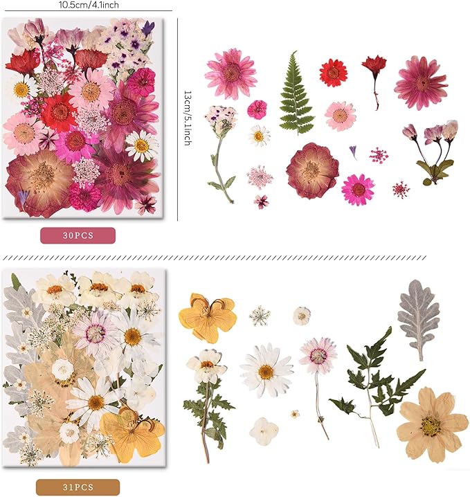 110 PCS Pressed Flowers for Resin molds Real Dried Flower Leaves for Resin Jewelry Making Dry Flowers for Scrapbooking Crafts DIY Soap Candles Making Nails Décor (Colorful-e)
