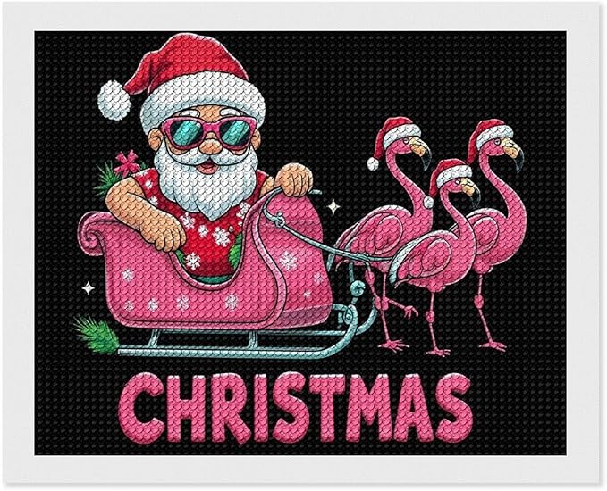 AIVKIEJK Diamond Painting Kits for Adults - Christmas Santa Flamingo Xmas Painting DIY 5D Full Drill Diamond Dots Paintings with Diamonds Gem Art and Crafts Home Decor 16"x20"