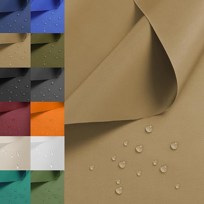 Nylon Fabric, 58"W 420D Waterproof Fabric 8 Yard Ripstop Nylon Material Outdoor Upholstery Twill Sewing Material for Patio Chair, Lining, Cushion, Purse, Tote Bag, Tent, Tarp Cover, DIY Project Khaki