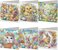 DoxQcs 5D Diamond Art Painting Greeting Cards Kit, DIY Cards for Blessings Congratulations Gifts, Greeting Card Set for Birthday Thanksgiving Day Christmas Halloween-Easter Rabbit
