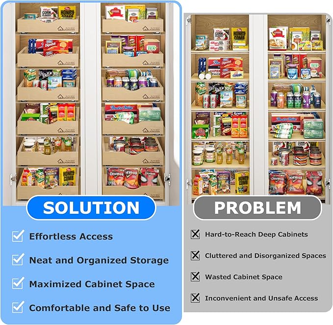 WelFurGeer Soft Close Pull Out Drawers for Kitchen Cabinets, 32" W x 21" D Pull Out Cabinet Organizer, Heavy-Duty Cabinet Organizer, Space-Saving Pullout Drawer for Home & Kitchen Organization