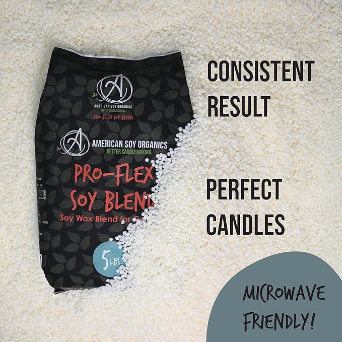 American Soy Organics Pro-Flex Soy Blend - Soy Wax Beads for Candle Making - Candle Making Supplies - Beeswax-Free Candle Wax Blend for Container Candles, Tealights and Wax Melts, 10 lbs