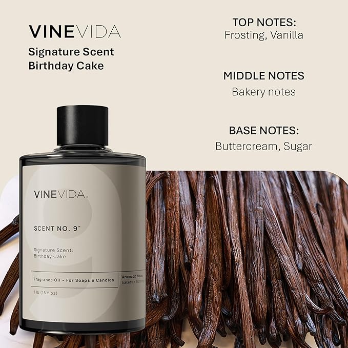 VINEVIDA [16oz] Birthday Cake Fragrance Oil for Candle and Soap Making - Made in USA Natural Scents