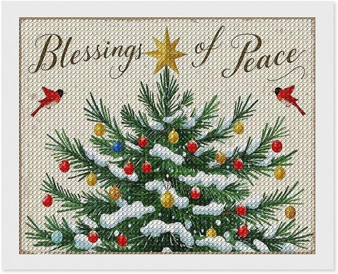 Diamond Painting Kits for Adults - Christmas Snowy Pine & Inspirational Blessings of Peace Painting DIY 5D Full Drill Diamond Dots Paintings with Diamonds Gem Art And Crafts Home Decor 16"x20"