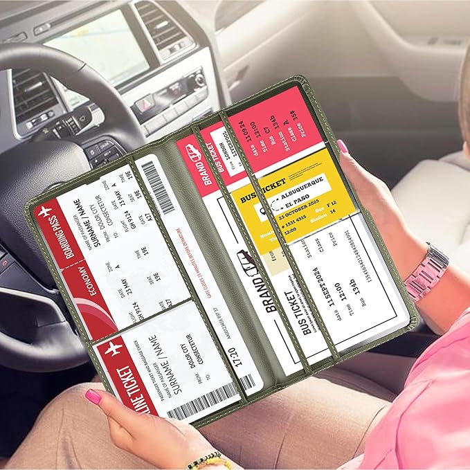 HIIXHC Car Registration and Insurance Card Holder - Leather Vehicle Glove Box Automobile Documents Paperwork Wallet Case Organizer for ID, Driver's License, Key Contact Information Cards