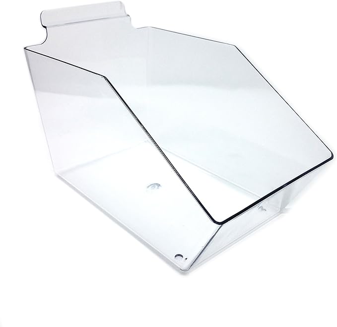 Clear Gridwall Acrylic Bins, Medium Bin for Grid Panels - 6" L x 5.5" H x 9.5" D - 10 Pack